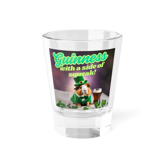 Funny St. Patrick's Day Shot Glass, "Guinness with a Side of Squeak!" Perfect for Parties, Gifts, Celebrations, Guinea Pig