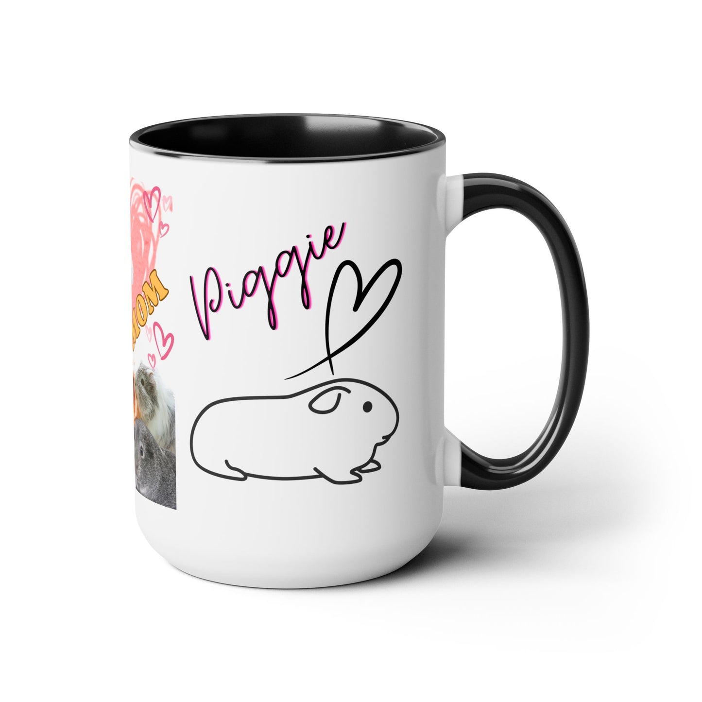 Guinea Pig Mom Two-Tone Coffee Mugs, 15oz