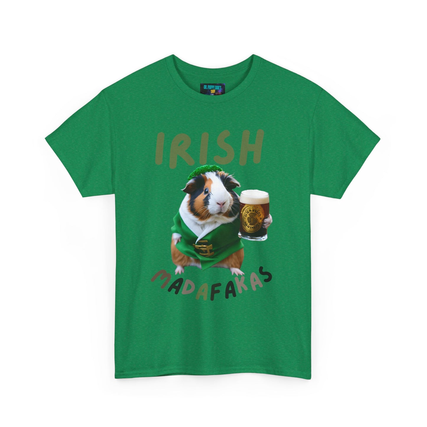 Funny Irish Madafakas Unisex Heavy Cotton Tee, Guinea Pig St. Patrick's Day Shirt, Humorous Gift for Beer Lovers, Pint Ale Tee, Saint