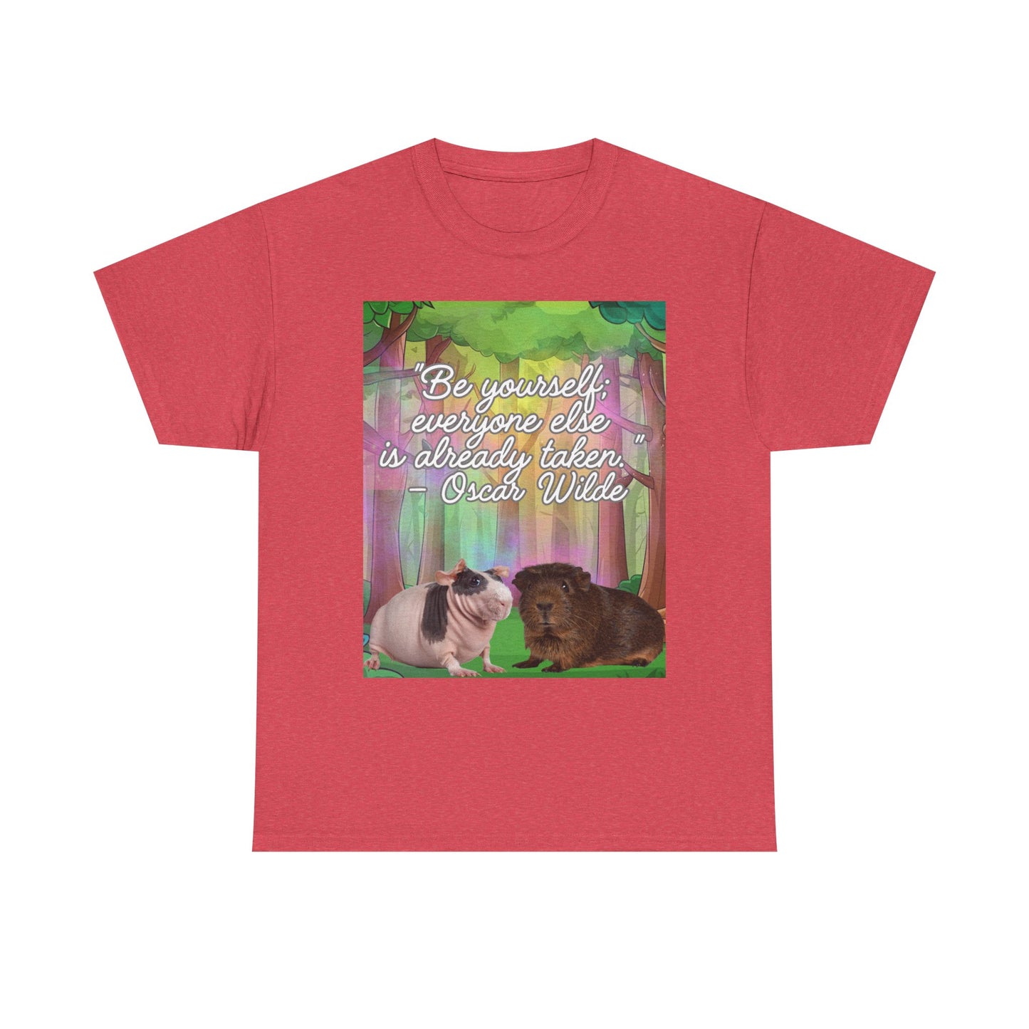 Adorable Guinea Pig Unisex Heavy Cotton Tee - "Be Yourself, Everyone Else is Already Taken" - Oscar Wilde