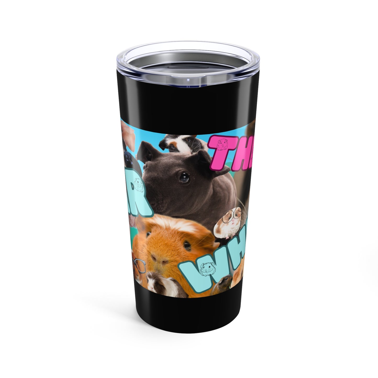 Fear the Wheek, Guinea Pig Tumbler - 20oz Stainless Steel Mug, Cute Animal Lover Gift, Rodent Pet Owner Present, Funny Water Bottle for