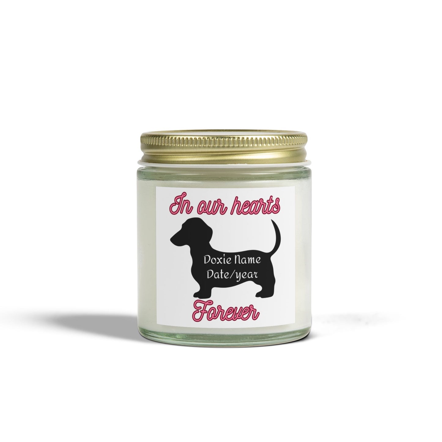 Custom Scented Candle - In Our Hearts Design, Pet Memorial Candle, Dog Lover Gift, Home Decor, Eco-Friendly Candle