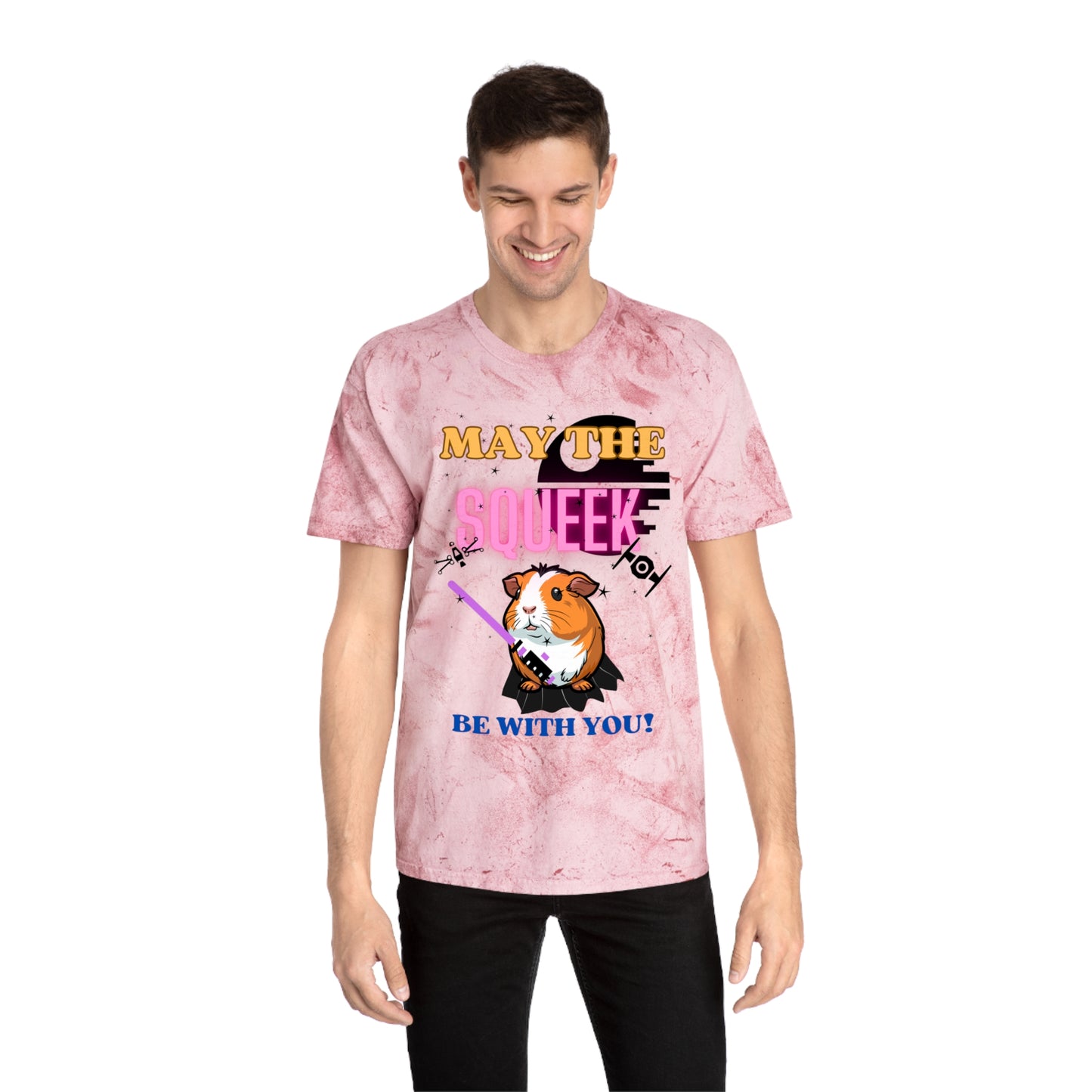 May the Squeek Be with You, Guinea Pig, Star Wars Themed Unisex Color Blast T-Shirt