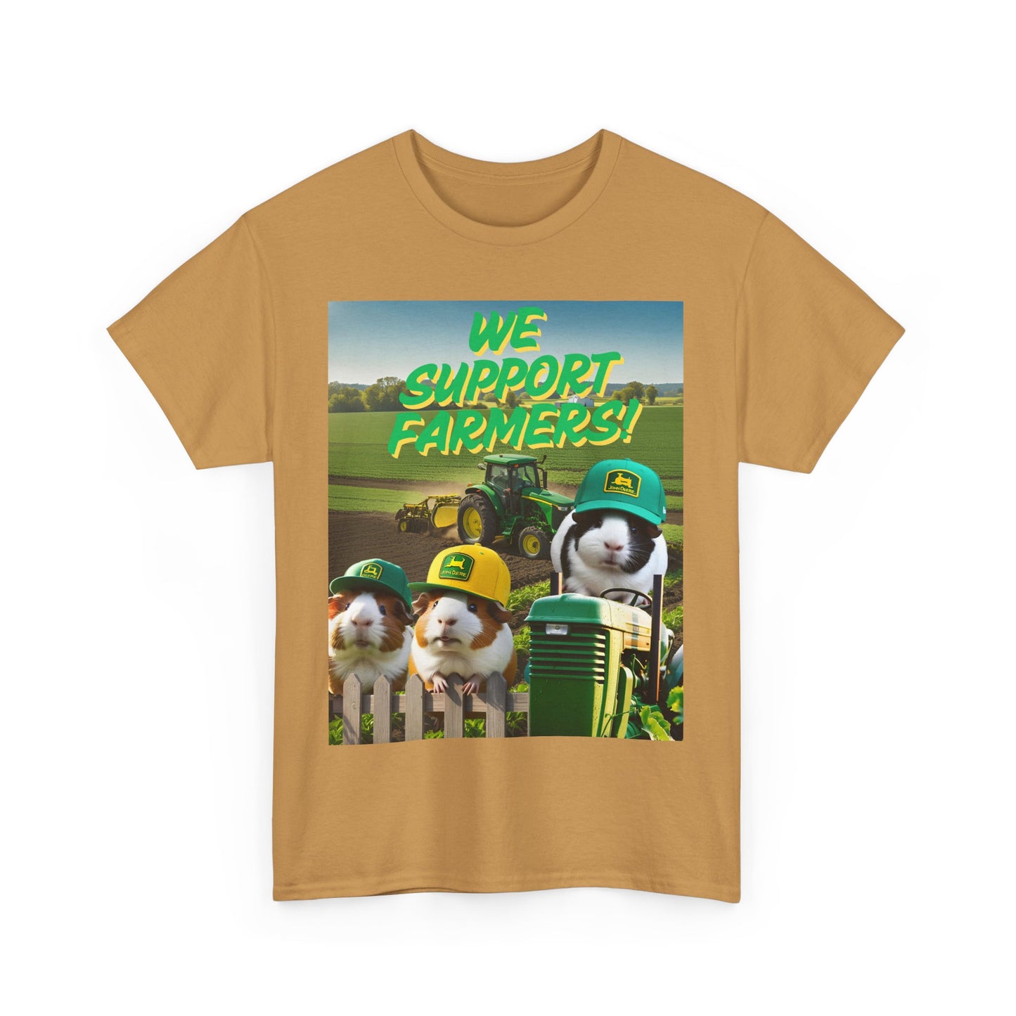 Guinea Pig Trio T-Shirt, John Deere Hats, We Support Farmers, American Farmer Tee, Unisex Cotton Shirt