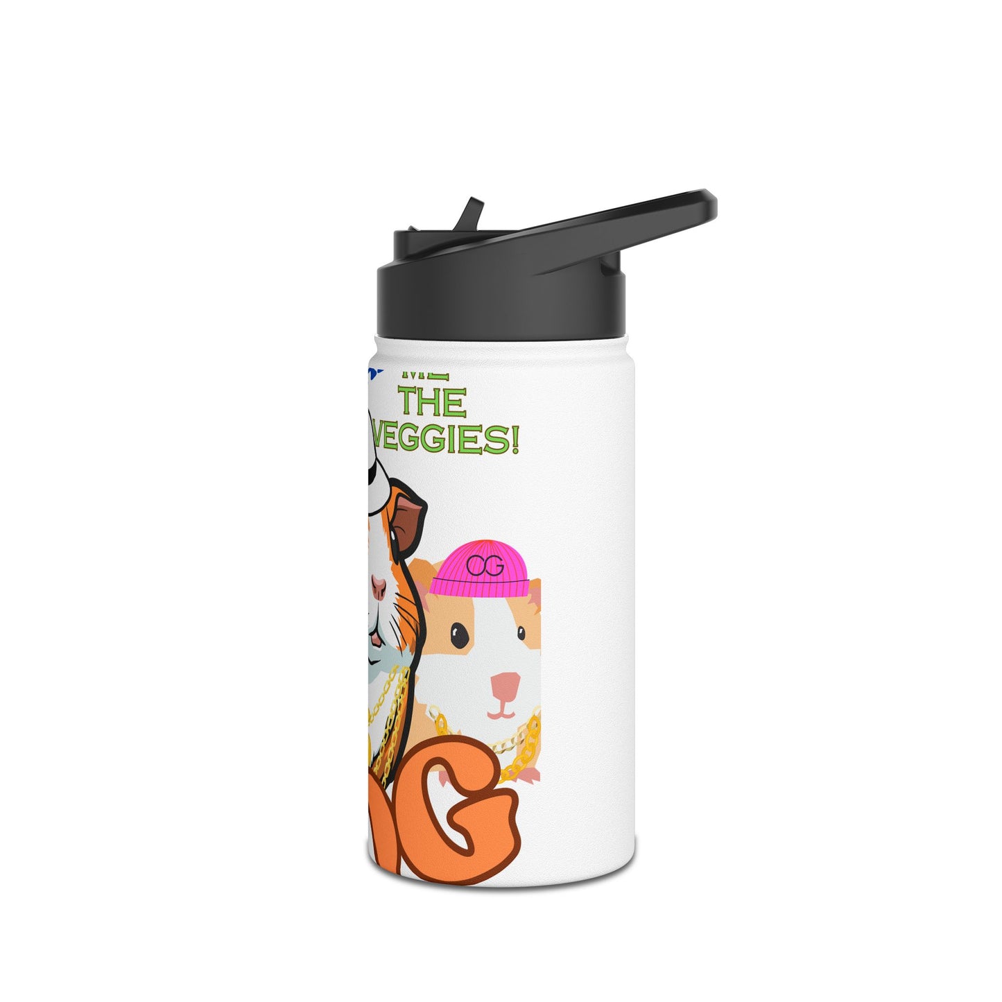 The Original OG Show me the Veggies, Guinea Pig Stainless Steel Water Bottle, Standard Lid