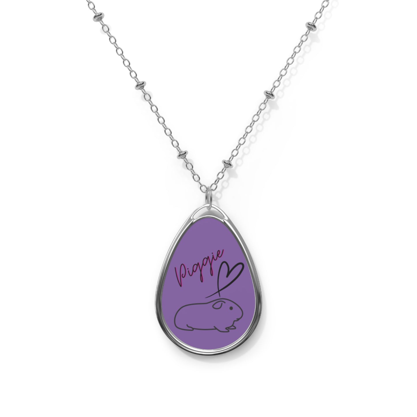 Guinea Pig Love Oval Necklace (purple)