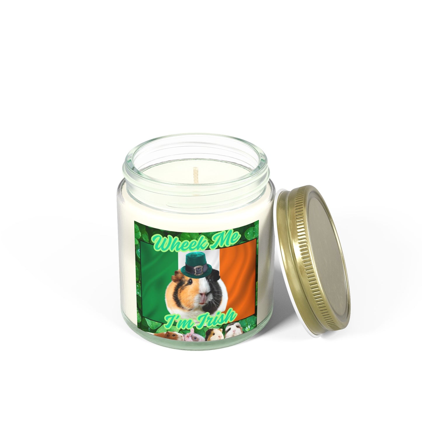 Guinea Pig Candle, St Patrick's Day Wheek Me I'm Irish, Scented Candles, Coconut