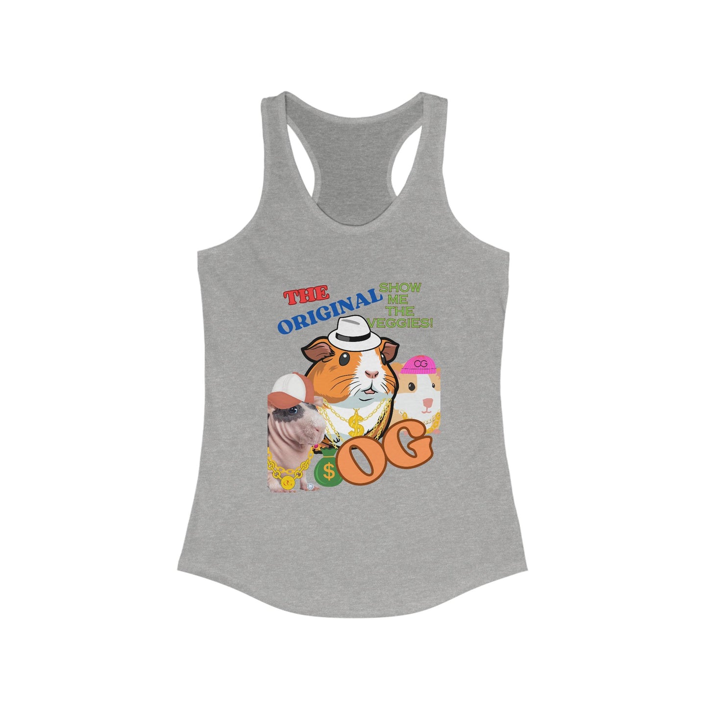 The Original OG Show Me the Veggies, Guinea Pig Women's Ideal Racerback Tank