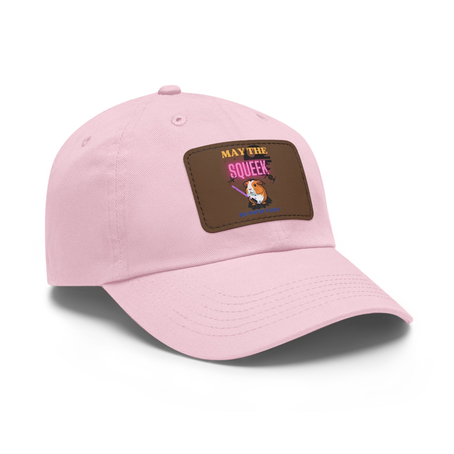 May the Squeek Be With You, Guinea Pig, Star Wars Themed Dad Hat with Leather Patch (Rectangle)