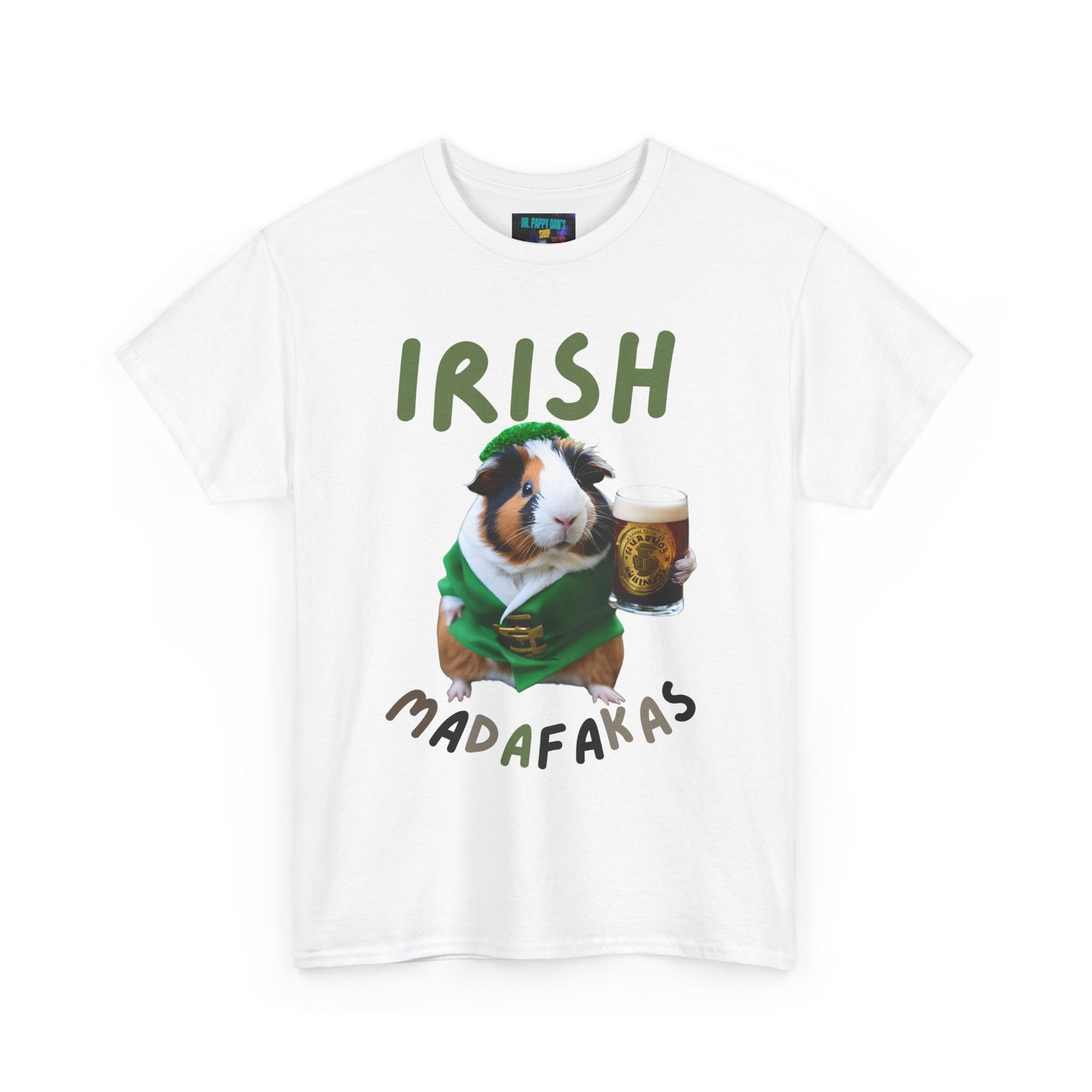 Funny Irish Madafakas Unisex Heavy Cotton Tee, Guinea Pig St. Patrick's Day Shirt, Humorous Gift for Beer Lovers, Pint Ale Tee, Saint