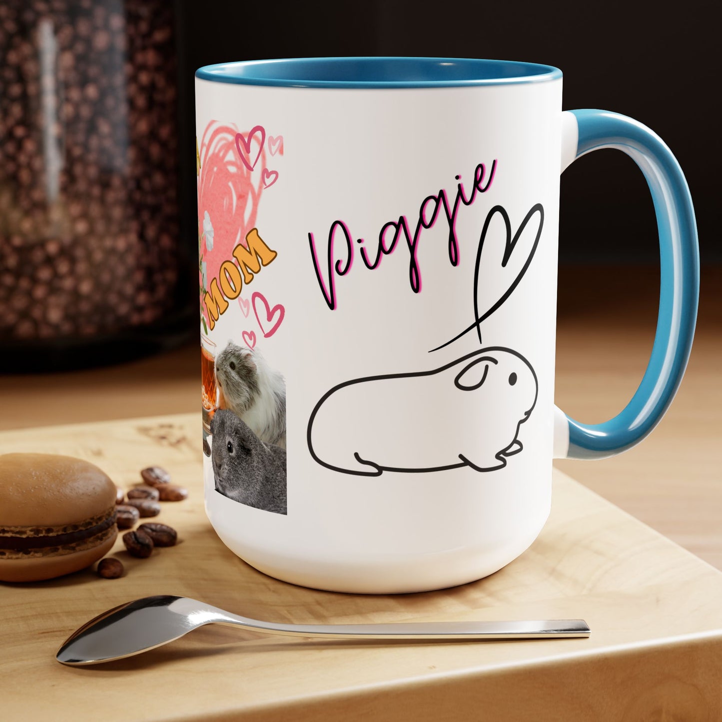 Guinea Pig Mom Two-Tone Coffee Mugs, 15oz