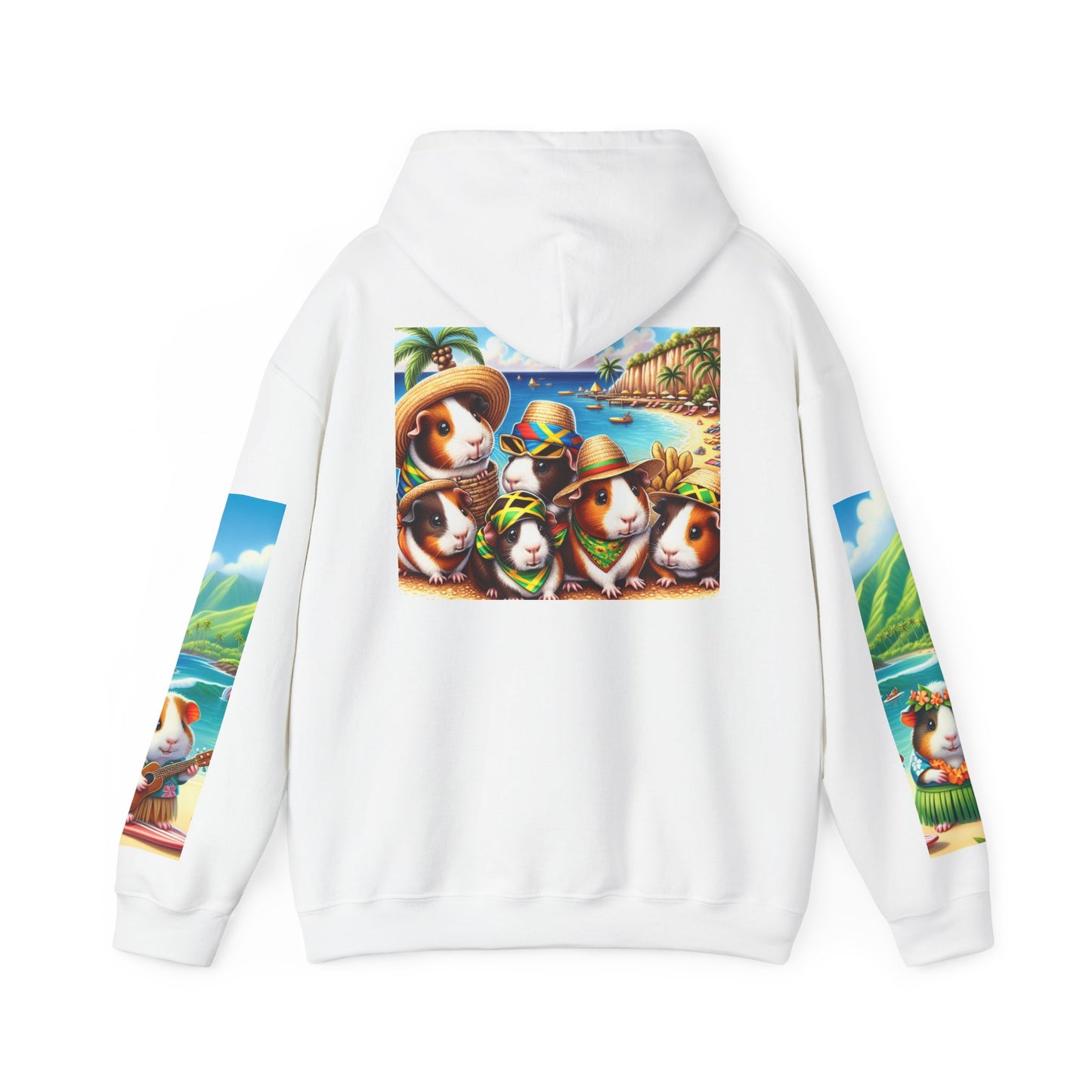 Tropical Guinea Pigs Hoodie, Islander Pigs Sweatshirt, Beach Celebration Jumper, Unisex Hooded Pullover, Coastal Animal Outerwear