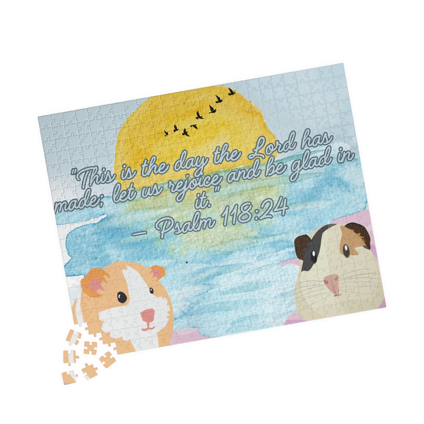 Inspirational Guinea Pig Puzzle with Psalm 118:24 - Relaxing Family Fun, Gift