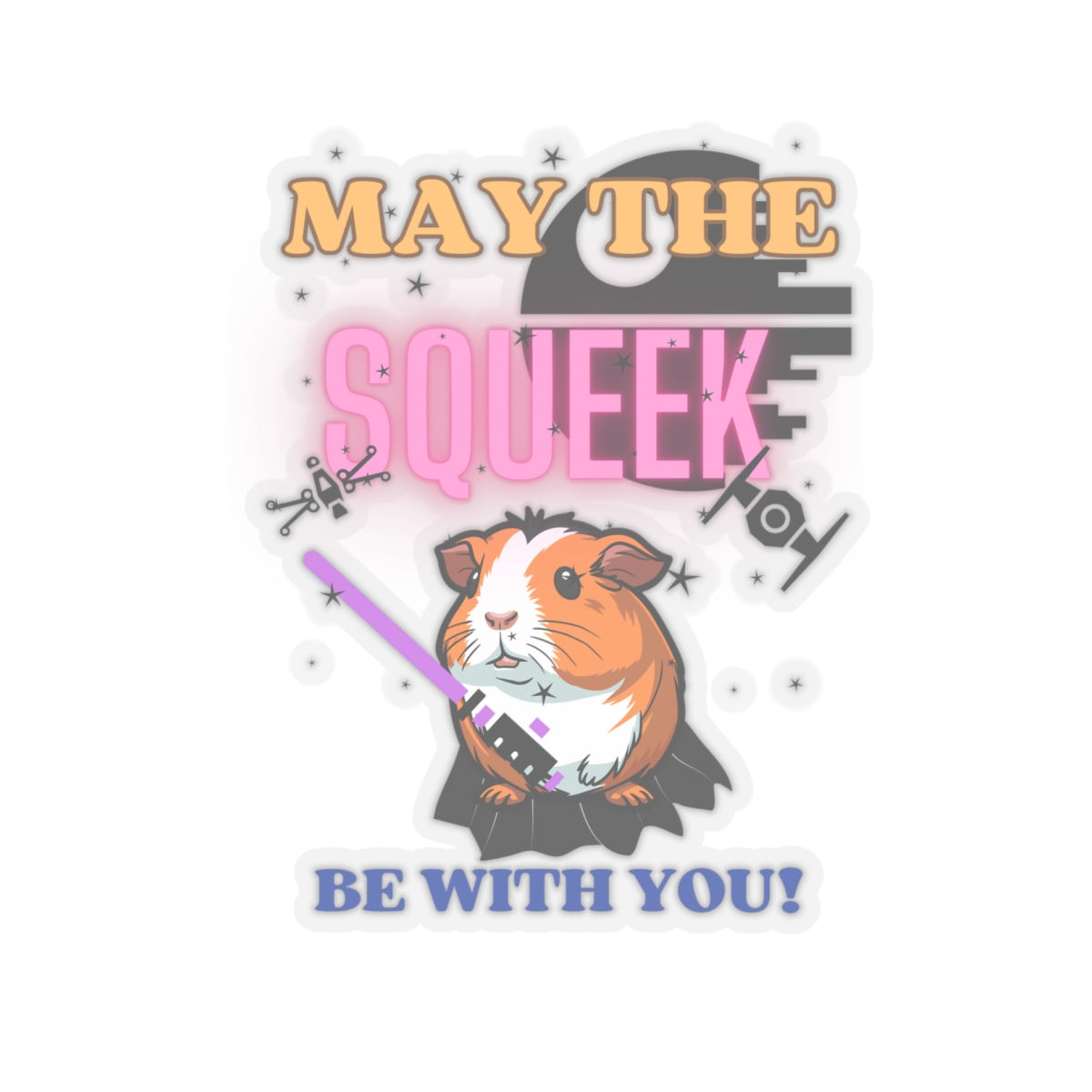 Kiss-Cut Stickers, Guinea Pig Star Wars Theme, Jedi Guinea Pig, May the Wheek Be With You, Sticker Sheet, Laptop Decal, Scrapbook Sticker,