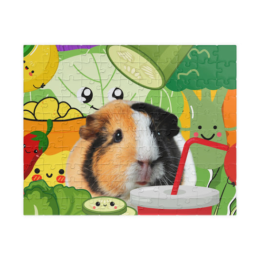 Puzzle - Cute Guinea Pig and Veggie Snacks, Fine Motor Skills Activity, Jigsaw Game, Stress Relief, Adult Kids Family Fun, Brain Teaser Toy