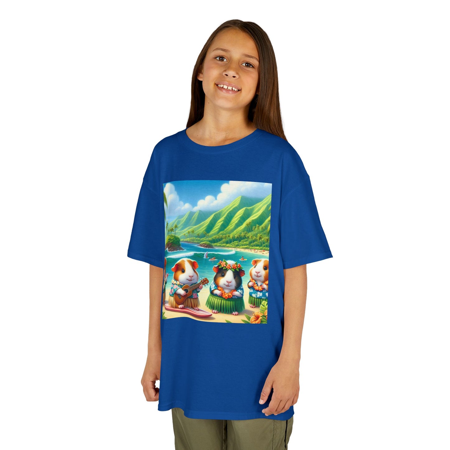 Adorable Guinea Pig Beach Tee, Kids Summer Shirt, Fun Vacation Top, Animal Lover Gift, Tropical Design, Cute Pet Apparel