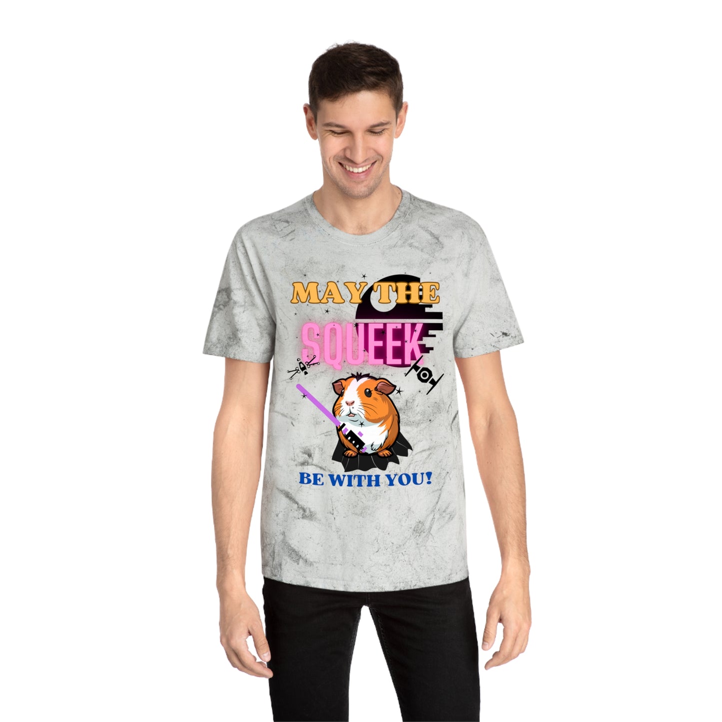 May the Squeek Be with You, Guinea Pig, Star Wars Themed Unisex Color Blast T-Shirt