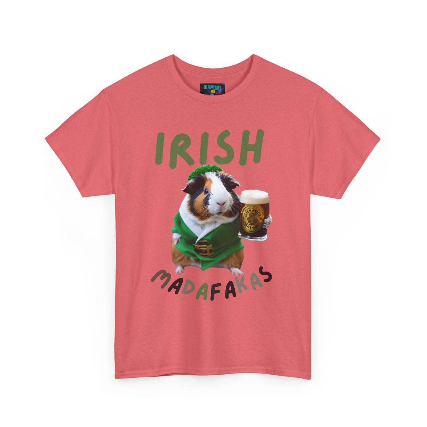 Funny Irish Madafakas Unisex Heavy Cotton Tee, Guinea Pig St. Patrick's Day Shirt, Humorous Gift for Beer Lovers, Pint Ale Tee, Saint