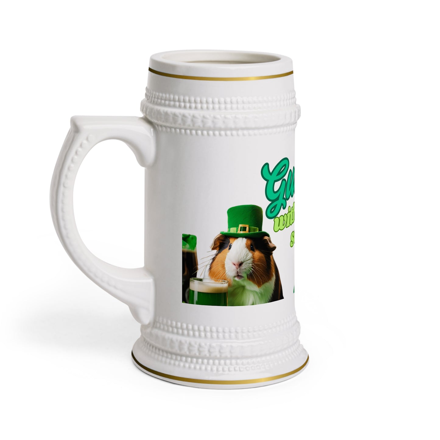 Beer Stein Mug - Guinness Saint Patrick's Day Commemorative Mug, Irish Pub Drinkware, St. Paddy's Day Gift, Ceramic Beer Tankard, Holiday