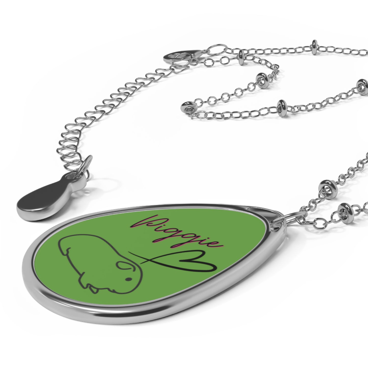 Guinea Pig Love Oval Necklace (green)