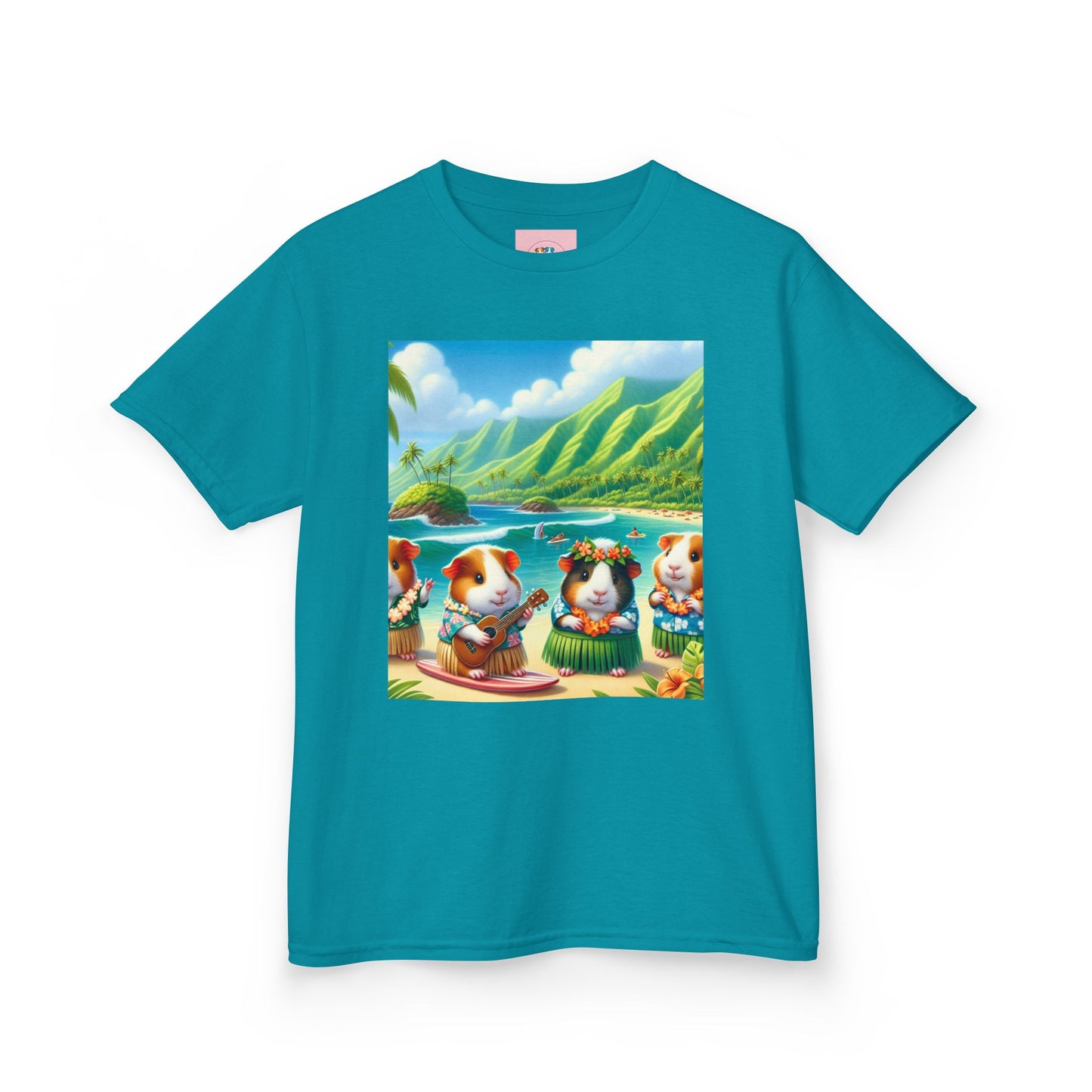 Adorable Guinea Pig Beach Tee, Kids Summer Shirt, Fun Vacation Top, Animal Lover Gift, Tropical Design, Cute Pet Apparel