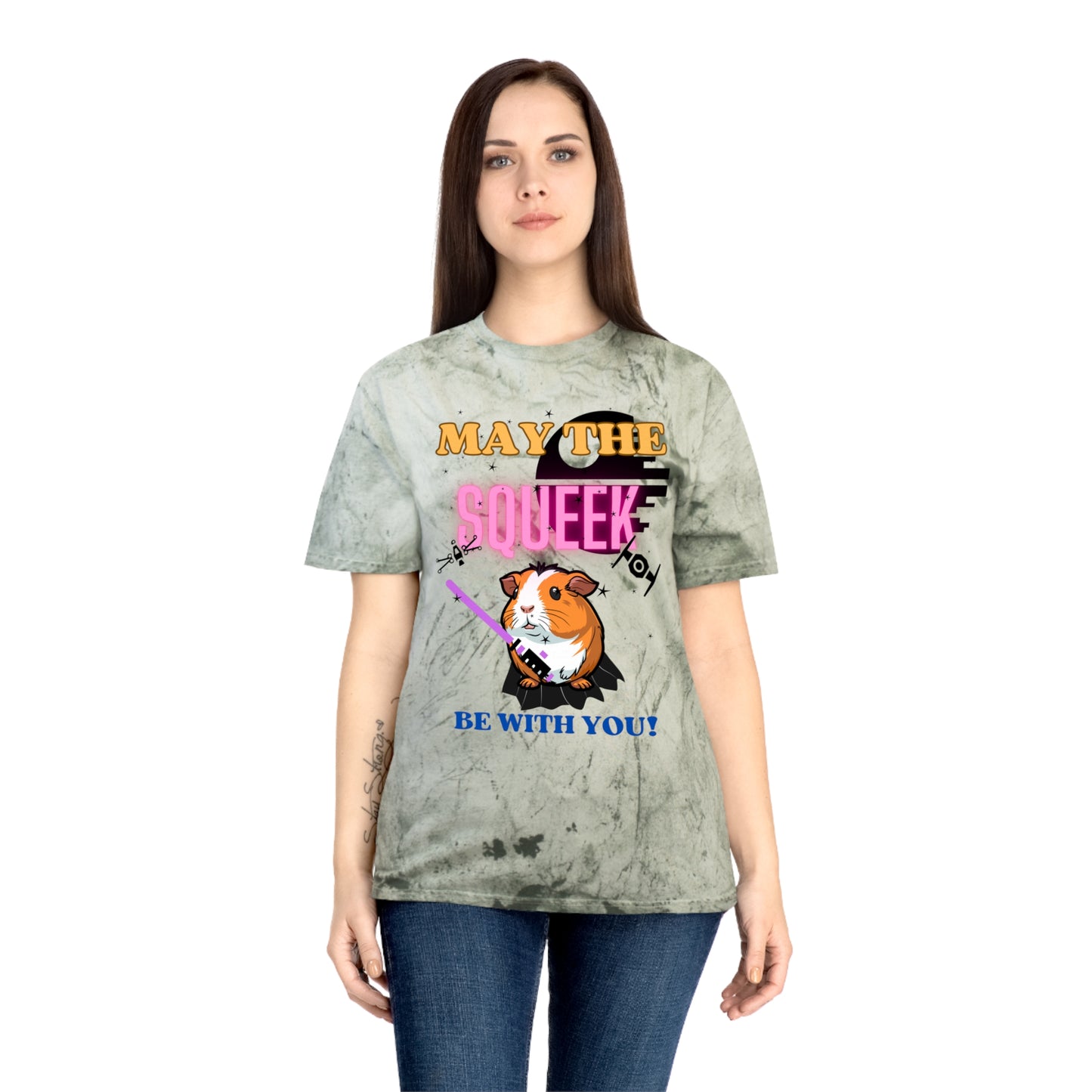 May the Squeek Be with You, Guinea Pig, Star Wars Themed Unisex Color Blast T-Shirt