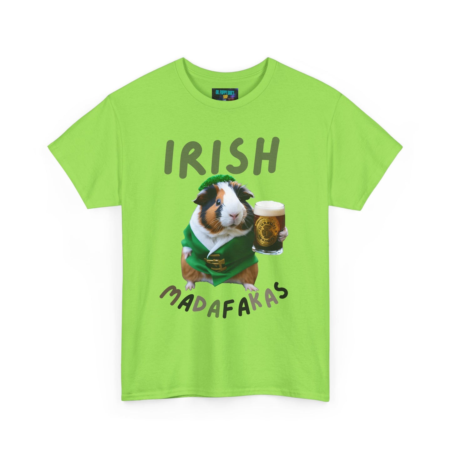 Funny Irish Madafakas Unisex Heavy Cotton Tee, Guinea Pig St. Patrick's Day Shirt, Humorous Gift for Beer Lovers, Pint Ale Tee, Saint