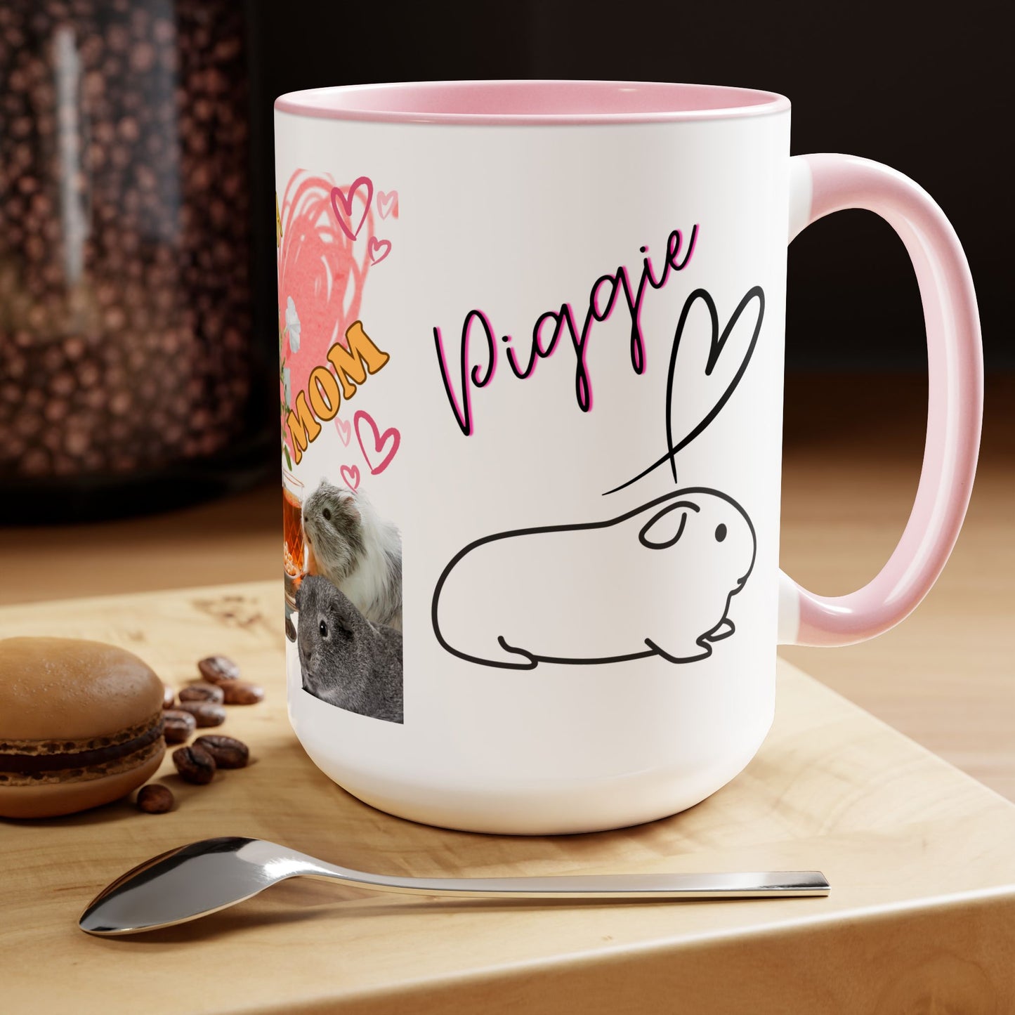 Guinea Pig Mom Two-Tone Coffee Mugs, 15oz