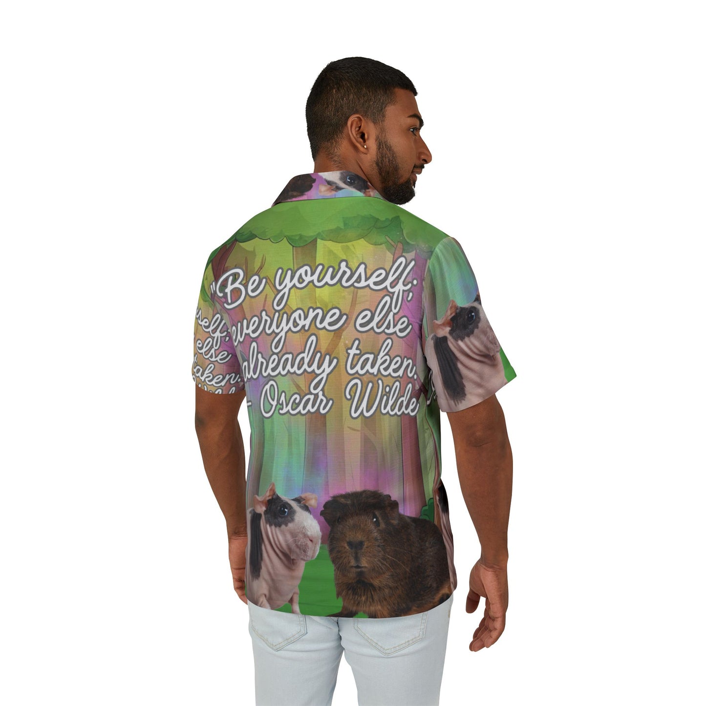 Hawaiian Shirt, Be Yourself; Everyone else is taken, Cute guinea pigs, Men's Button Down Aloha Top, Summer Tropical Tee, Hawaiian Beachwear,