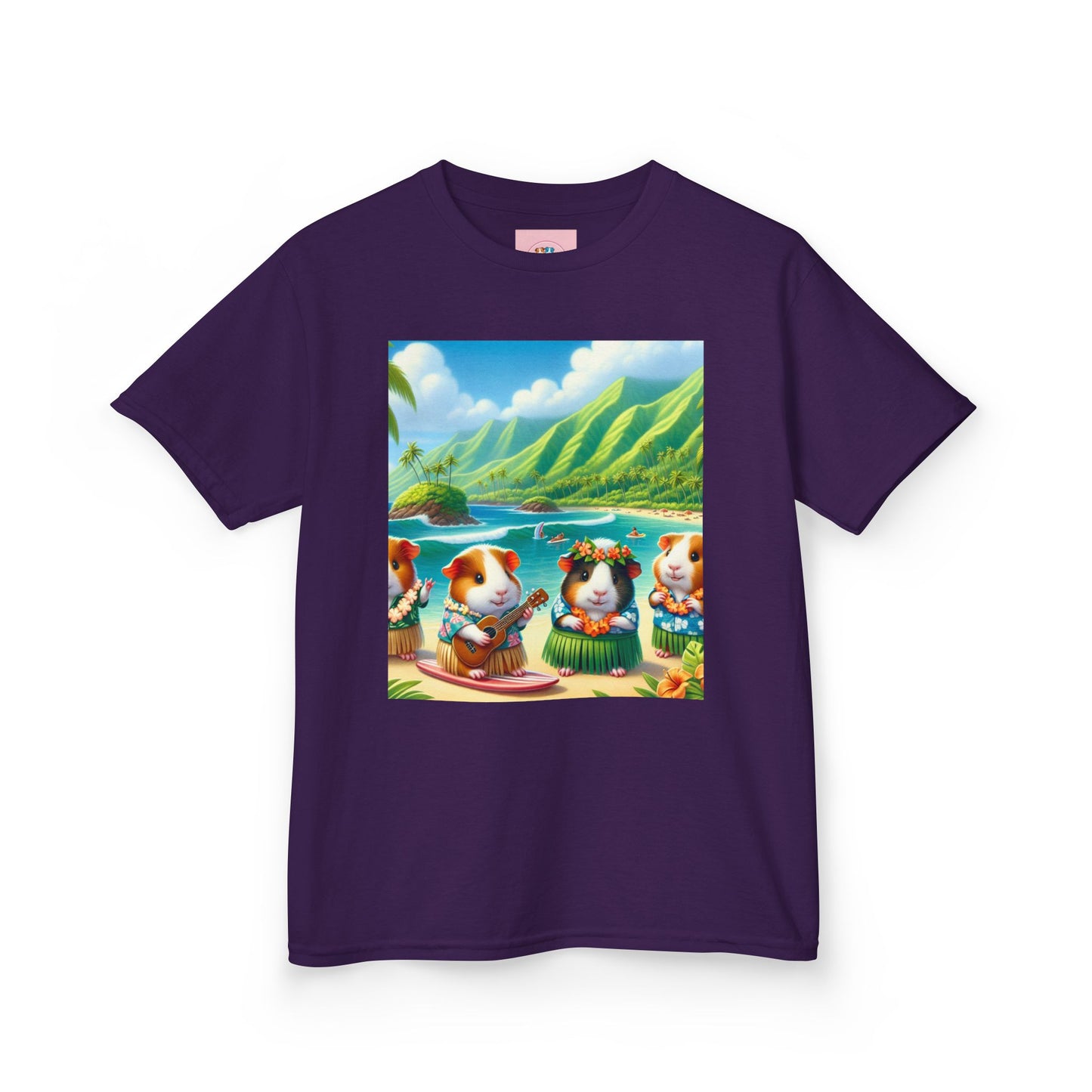 Adorable Guinea Pig Beach Tee, Kids Summer Shirt, Fun Vacation Top, Animal Lover Gift, Tropical Design, Cute Pet Apparel