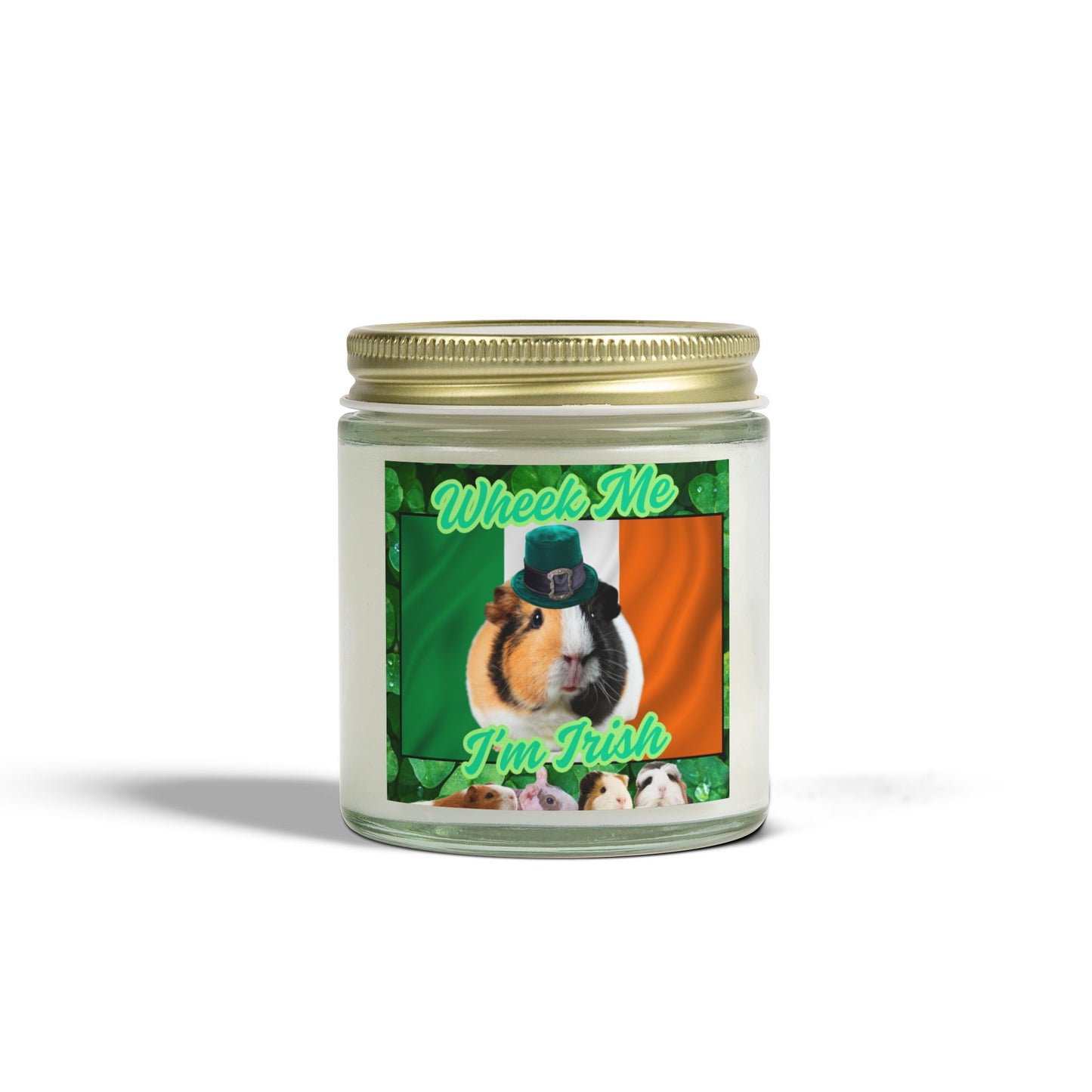 Guinea Pig Candle, St Patrick's Day Wheek Me I'm Irish, Scented Candles, Coconut