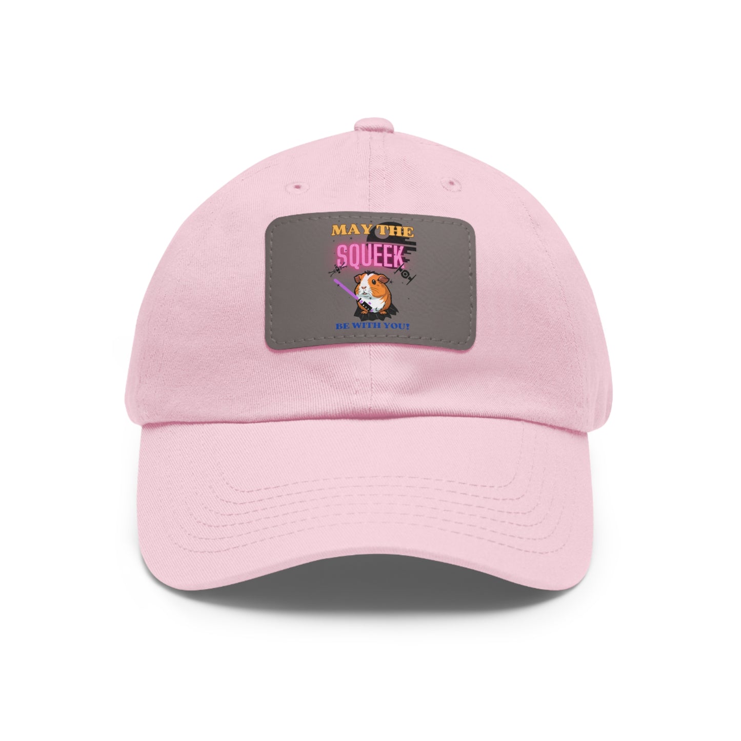 May the Squeek Be With You, Guinea Pig, Star Wars Themed Dad Hat with Leather Patch (Rectangle)