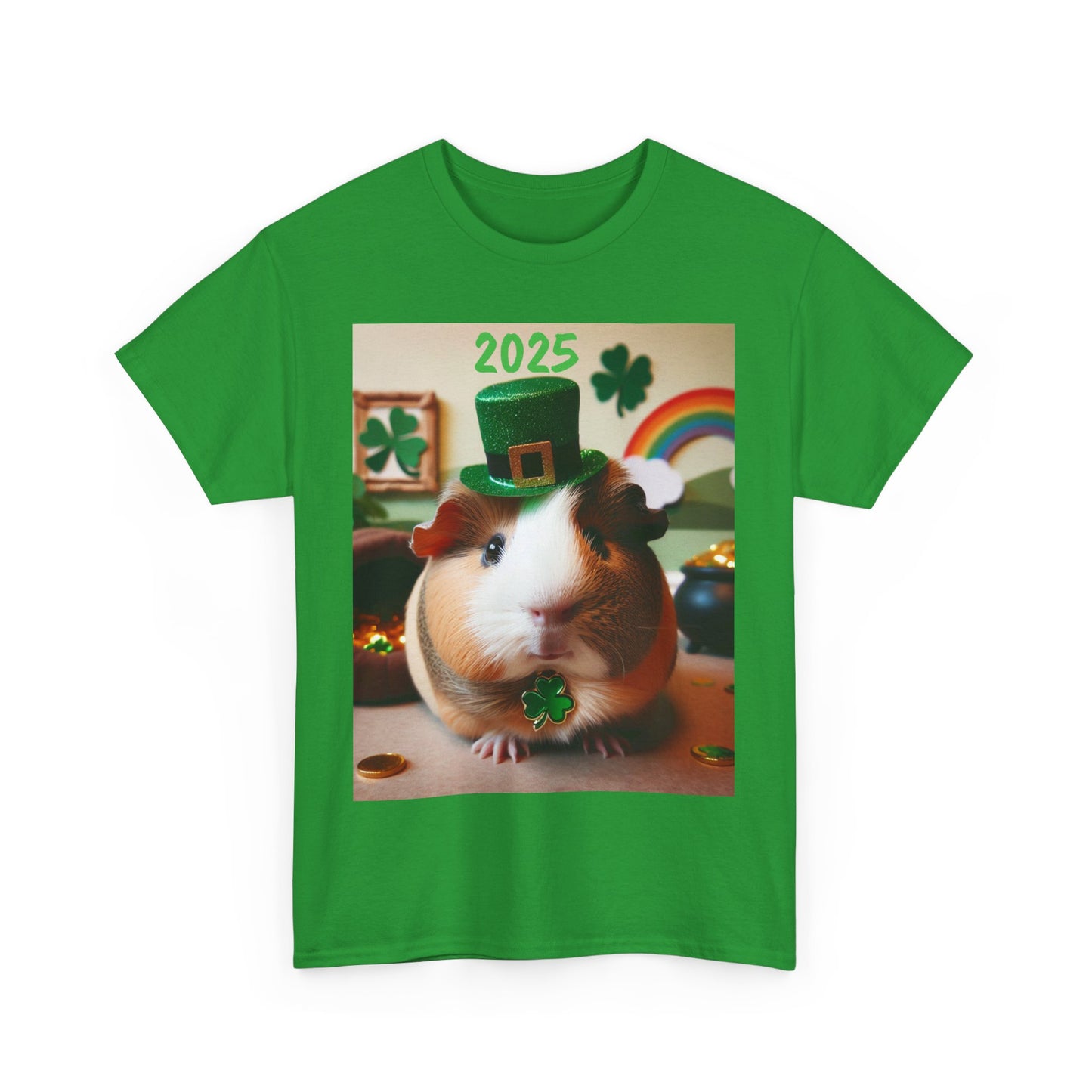 2025 St Patrick's Day Guinea Pig Commemorative T-shirt, Unisex Tee, Heavy Cotton