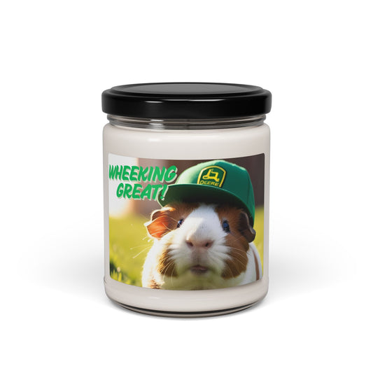 Soy Candle, Guinea Pig with John Deere Hat, 'Wheeking Great' Design, Gift for