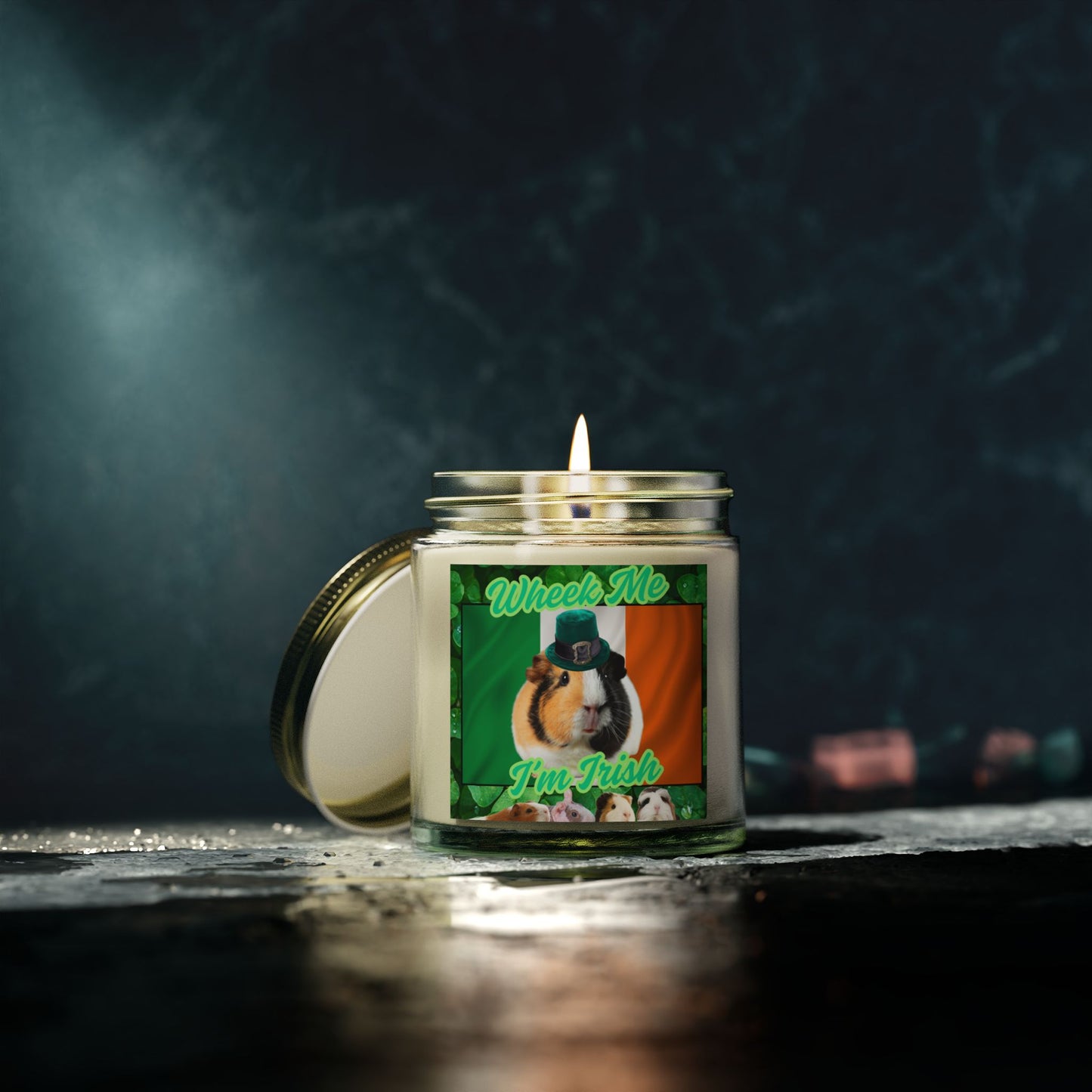 Guinea Pig Candle, St Patrick's Day Wheek Me I'm Irish, Scented Candles, Coconut