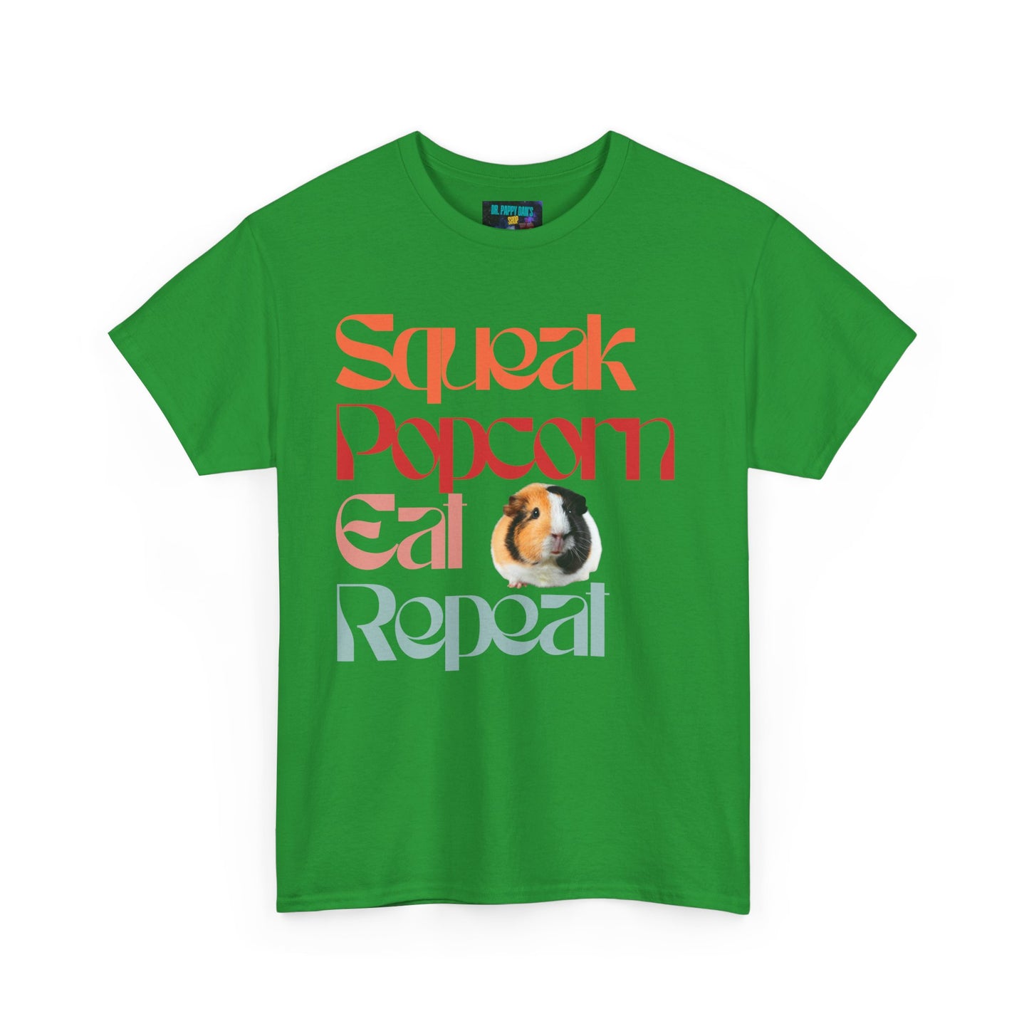 Squeak Popcorn Eat Repeat Tee, Funny Guinea Pig Shirt, Animal Lover Gift, Casual Unisex Top, Pet-Themed Apparel, Gift for Pet Owners