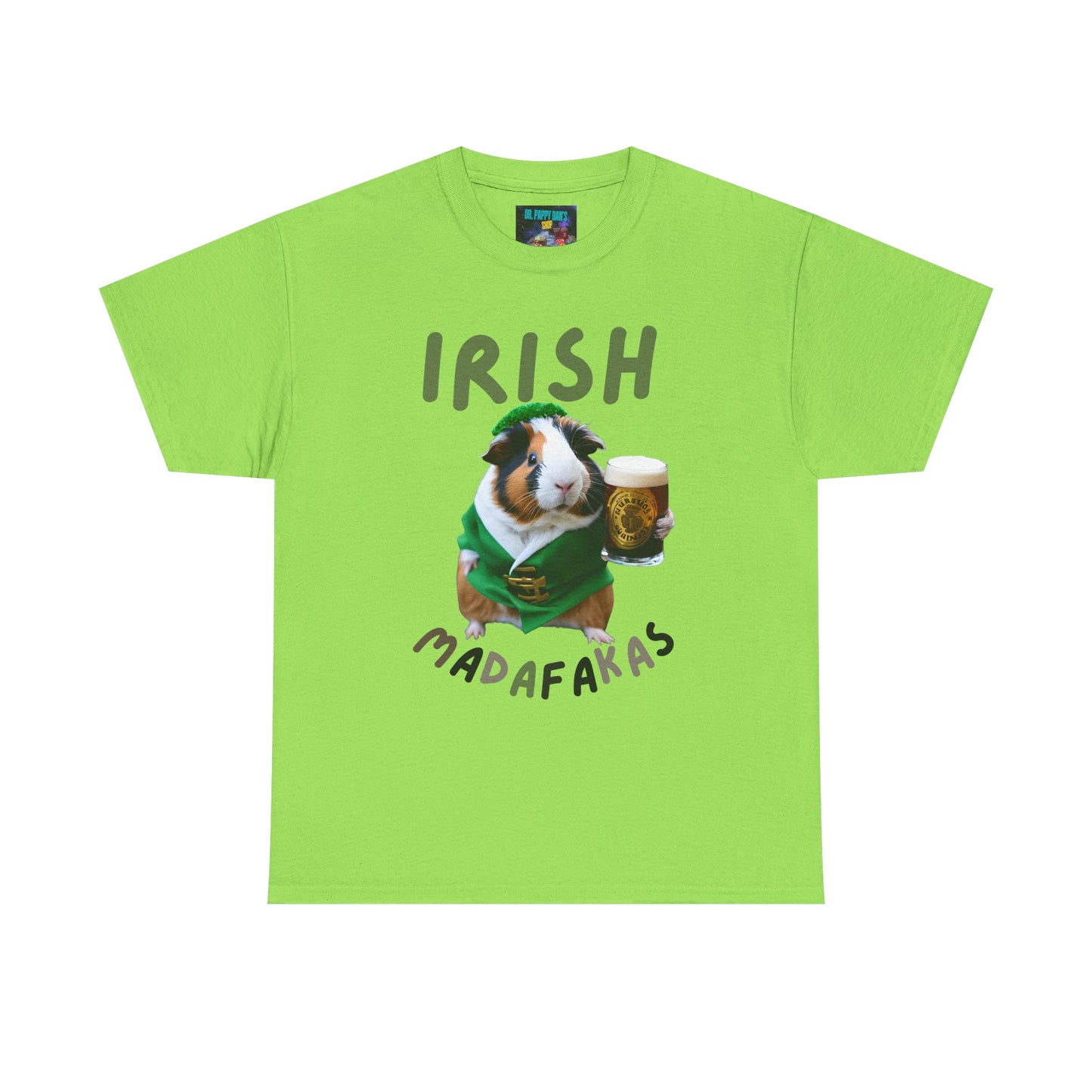 Funny Irish Madafakas Unisex Heavy Cotton Tee, Guinea Pig St. Patrick's Day Shirt, Humorous Gift for Beer Lovers, Pint Ale Tee, Saint