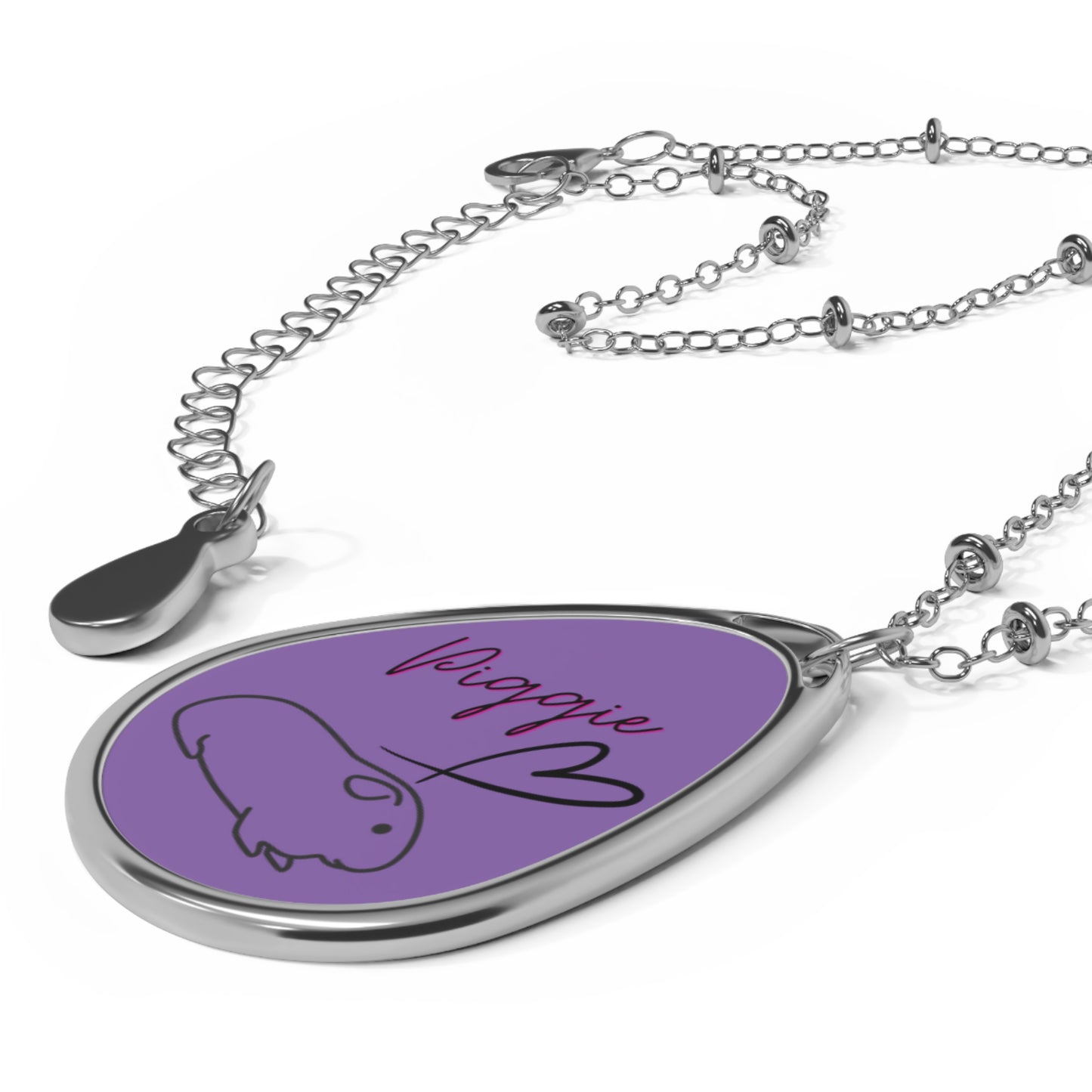 Guinea Pig Love Oval Necklace (purple)