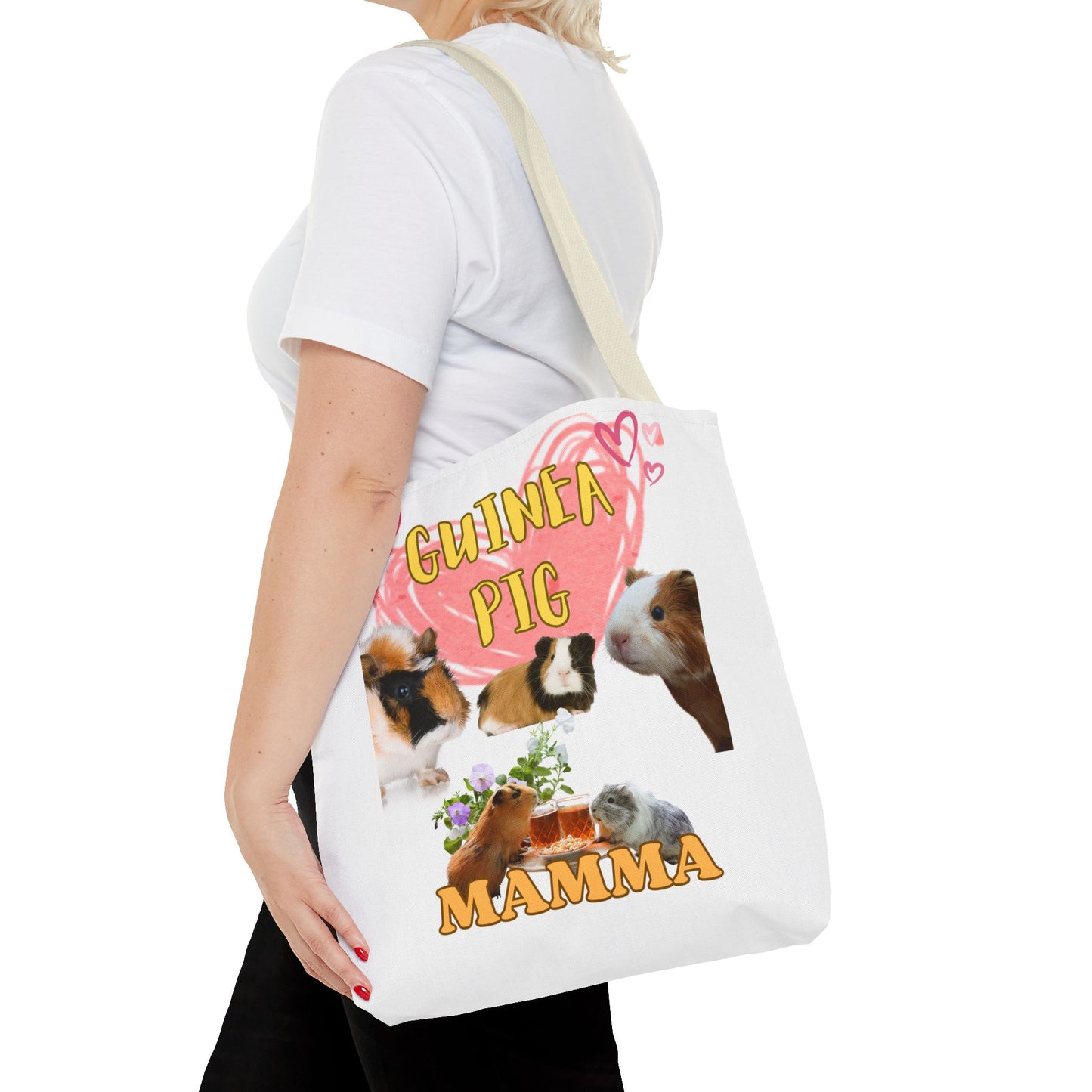 Guinea Pig Mamma Tote Bag - Cute Animal Lover Gift, Guinea Pig Mom Shoulder Bag, Pet Owner Reusable Shopping Tote, Small Animal Mama Beach