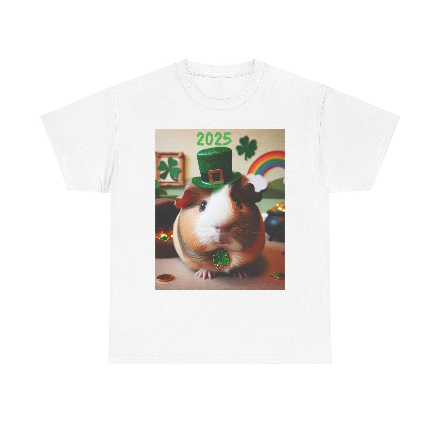 2025 St Patrick's Day Guinea Pig Commemorative T-shirt, Unisex Tee, Heavy Cotton