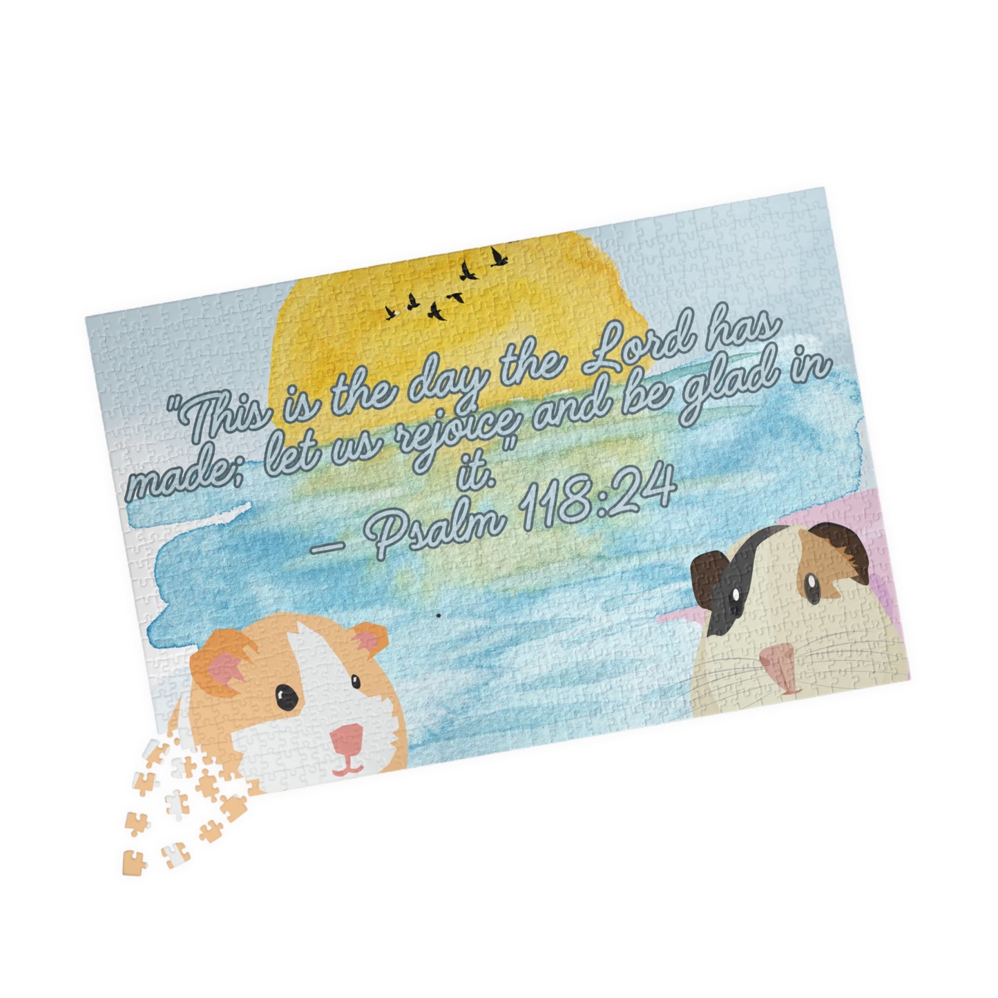 Inspirational Guinea Pig Puzzle with Psalm 118:24 - Relaxing Family Fun, Gift