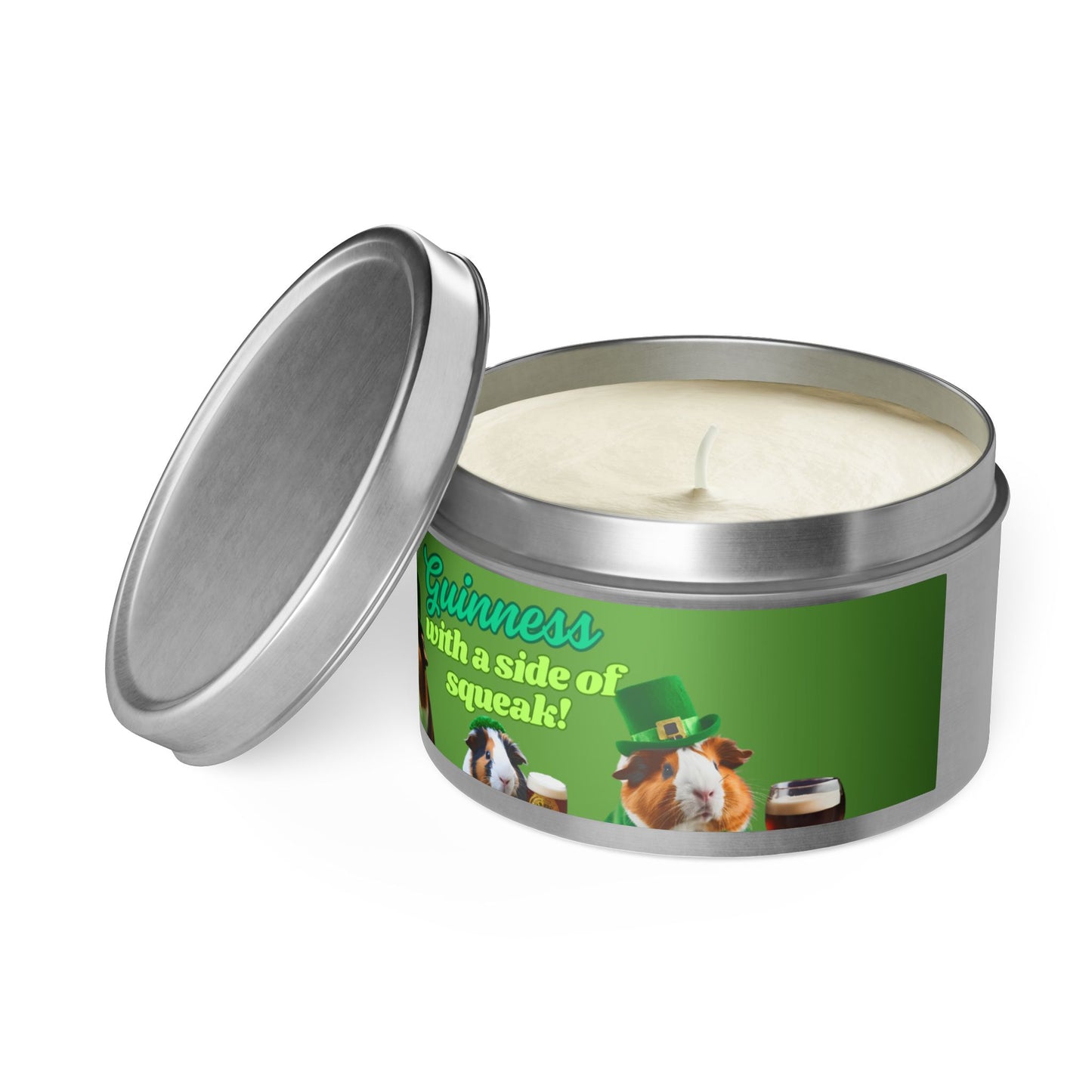 Tin Candles, Guinea Pig Holding Pint of Ale, St. Patrick's Day Decor, Irish