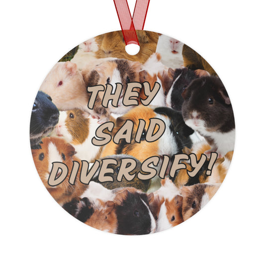 Metal Ornaments, Guinea Pigs Decor, Diversify Quote, Christmas Tree Decoration, Unique Holiday Gift, Cute Animal Ornament, Stocking Stuffer