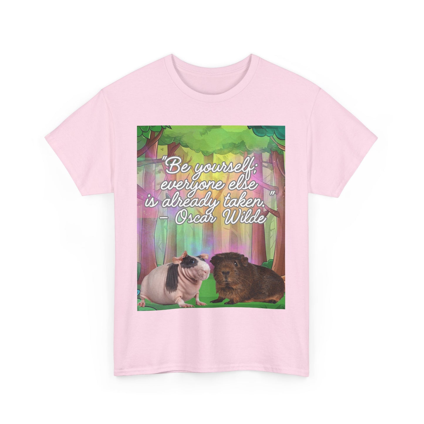 Adorable Guinea Pig Unisex Heavy Cotton Tee - "Be Yourself, Everyone Else is Already Taken" - Oscar Wilde