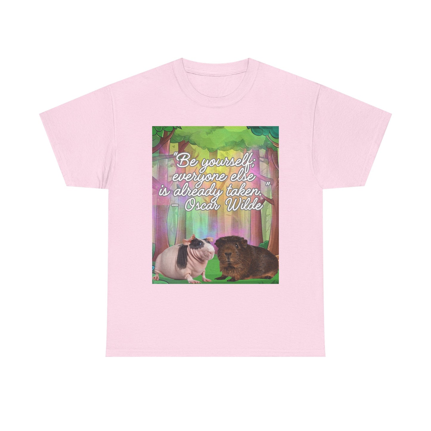 Adorable Guinea Pig Unisex Heavy Cotton Tee - "Be Yourself, Everyone Else is Already Taken" - Oscar Wilde