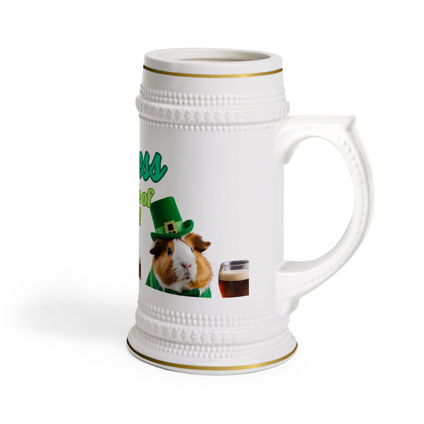 Beer Stein Mug - Guinness Saint Patrick's Day Commemorative Mug, Irish Pub Drinkware, St. Paddy's Day Gift, Ceramic Beer Tankard, Holiday