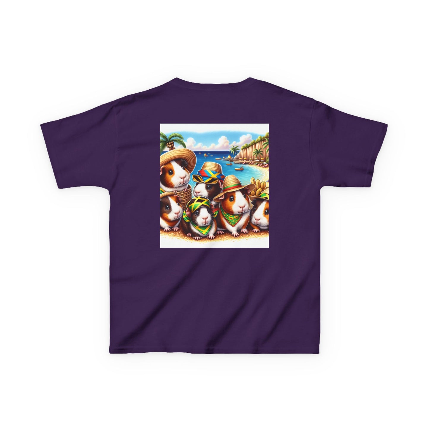 Adorable Guinea Pig Beach Tee, Kids Summer Shirt, Fun Vacation Top, Animal Lover Gift, Tropical Design, Cute Pet Apparel