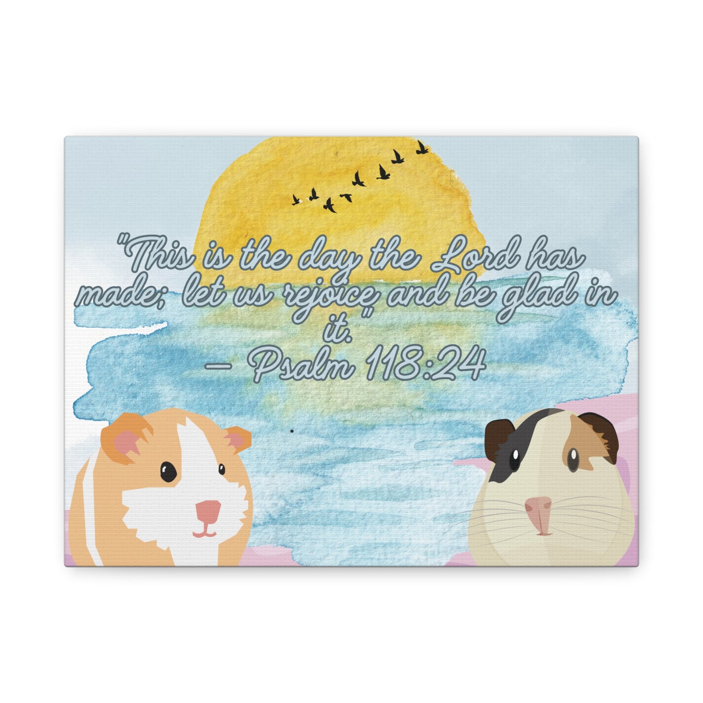 Canvas Print, Cute Guinea Pigs at Sunset, Psalm 118:24, Wall Art, Beach Decor, Home Decoration, Animal Art, Christian Gift