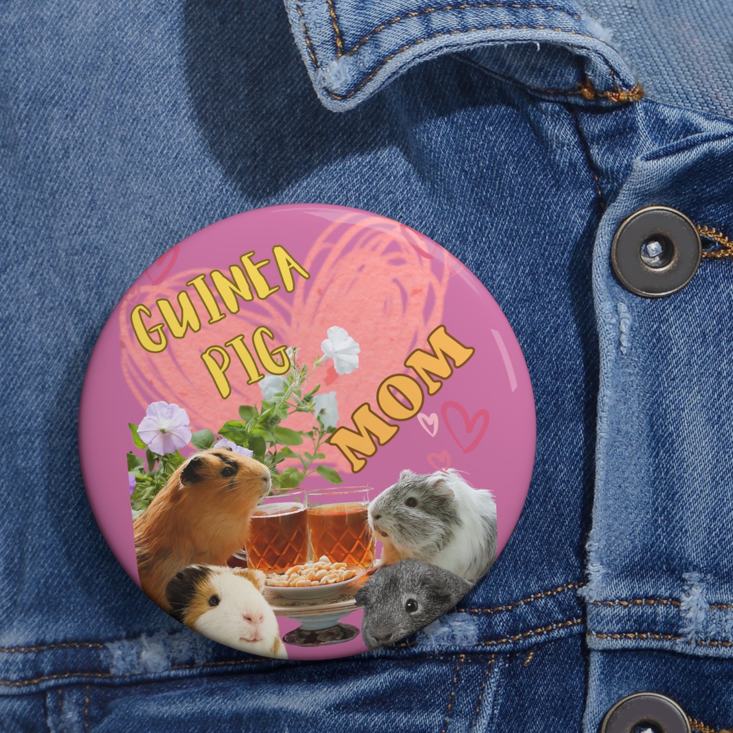 Guinea Pig Mom Pin Buttons