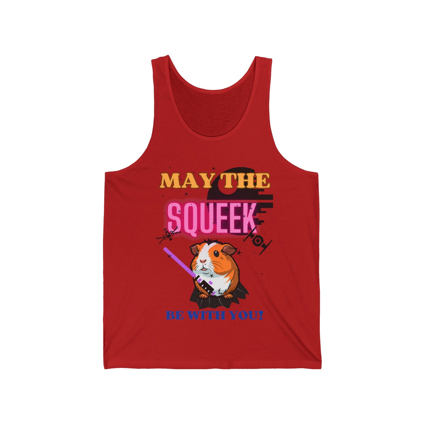 May the Squeek Be With You, Guinea Pig, Star Wars Themed Unisex Jersey Tank